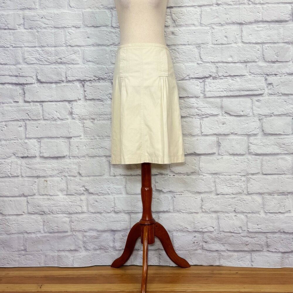 Max Azria Collection Ivory Cotton Knee-Length Skirt